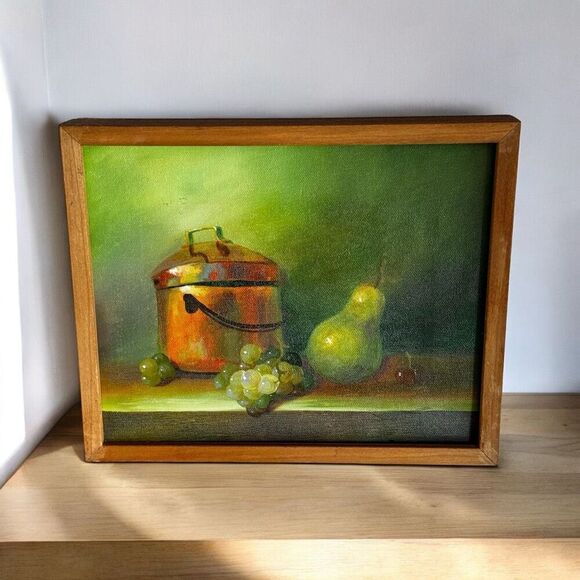 No Brand Other - Vintage Original Still Life Fruit Wall Art Framed Acrylic Painting
